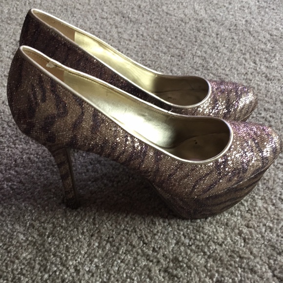 Nine West sparkly tiger stripe platform high heels - Picture 2 of 8